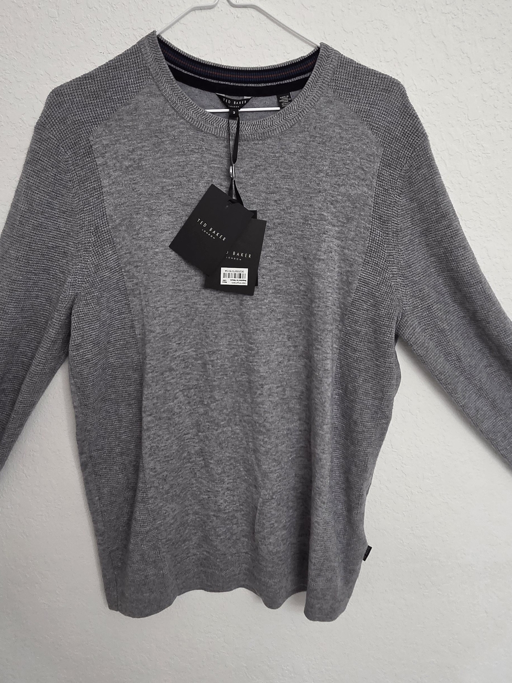 Ted Baker Men's Grey Textured Crewneck Sweater